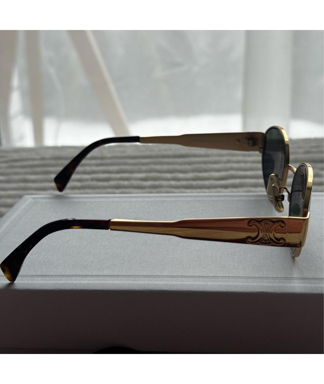 CELINE Золотые металлические солнцезащитные очки, фото 2