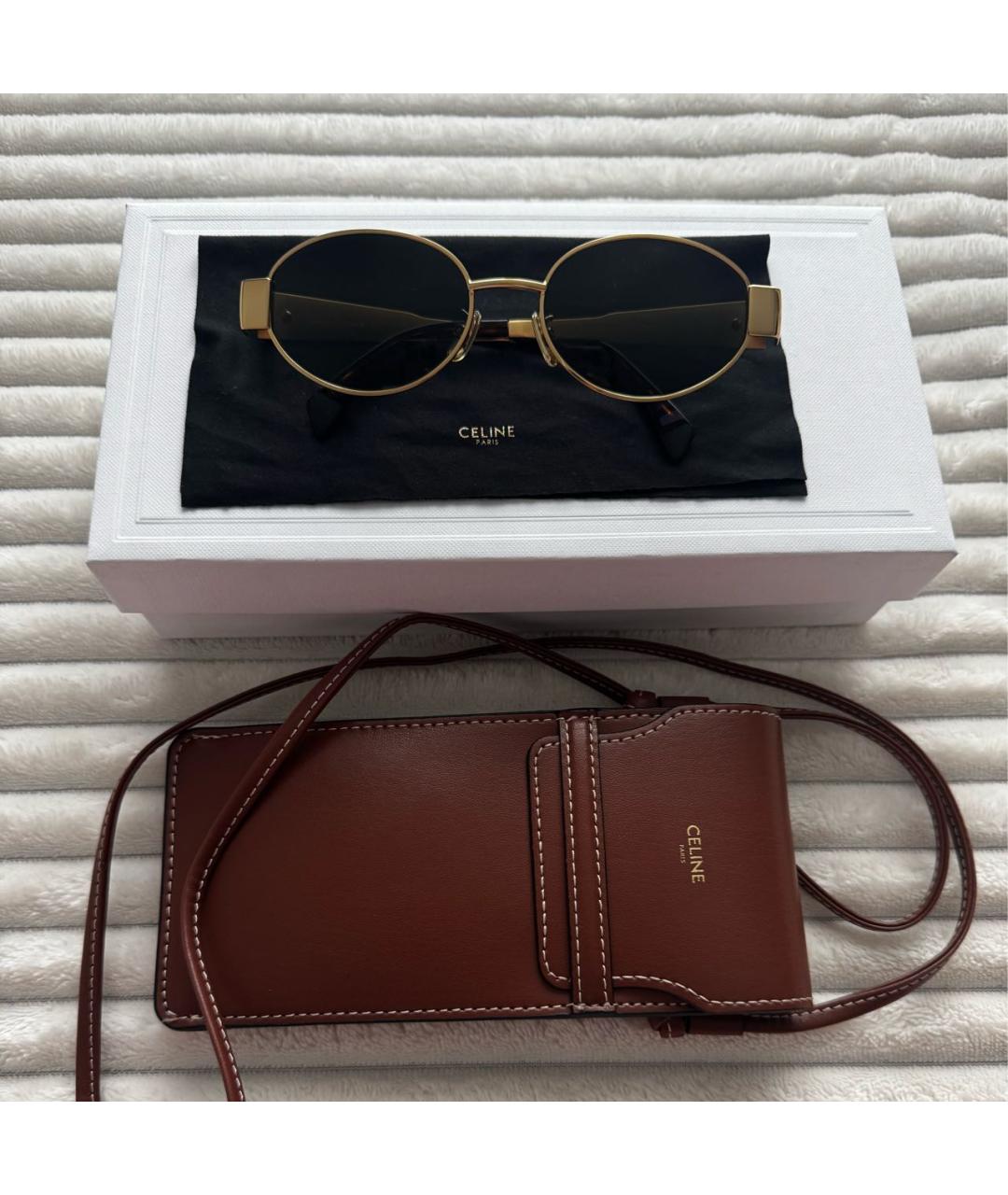 CELINE Золотые металлические солнцезащитные очки, фото 4