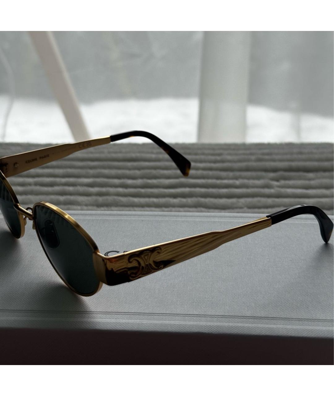 CELINE Золотые металлические солнцезащитные очки, фото 3
