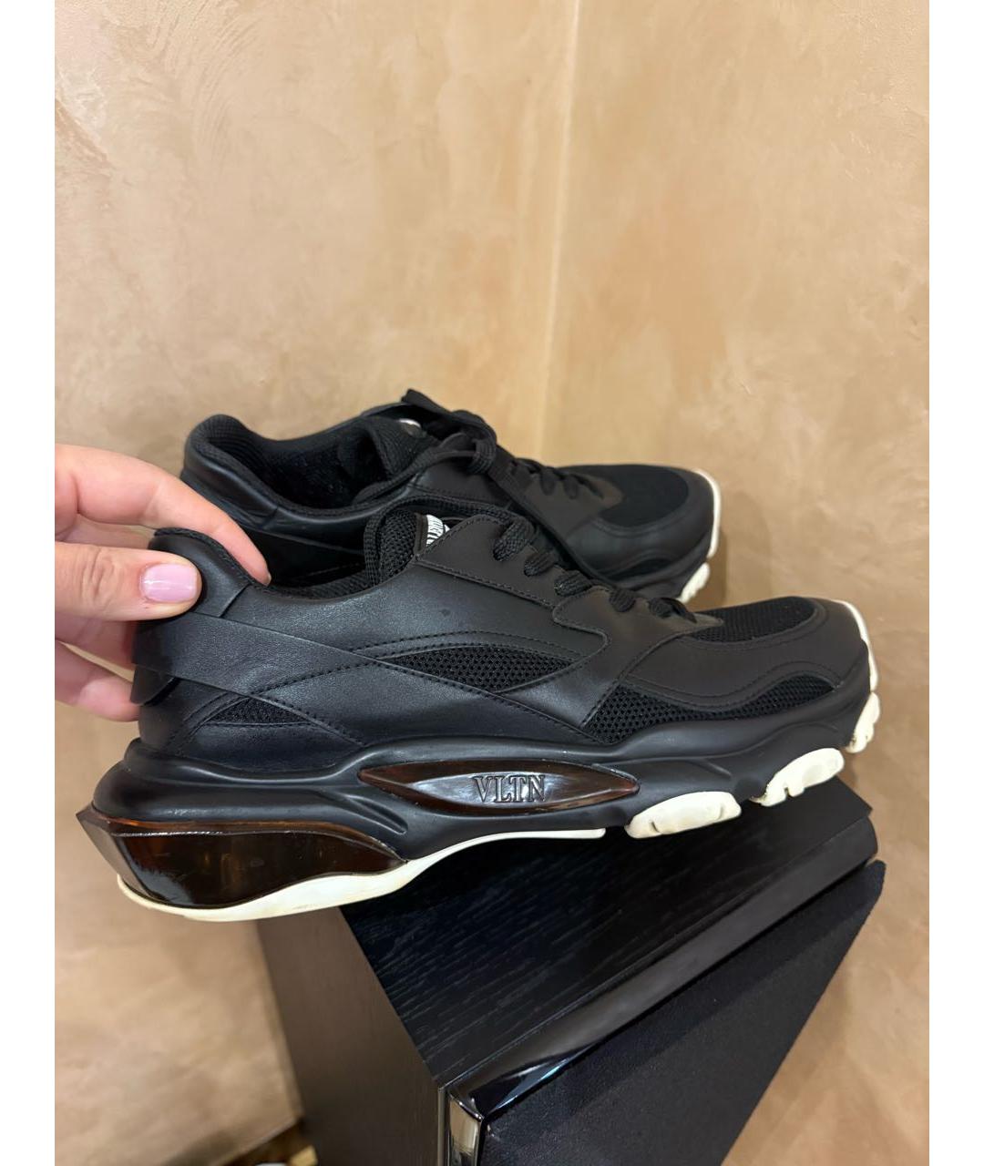 VALENTINO Черные кожаные кроссовки, фото 2
