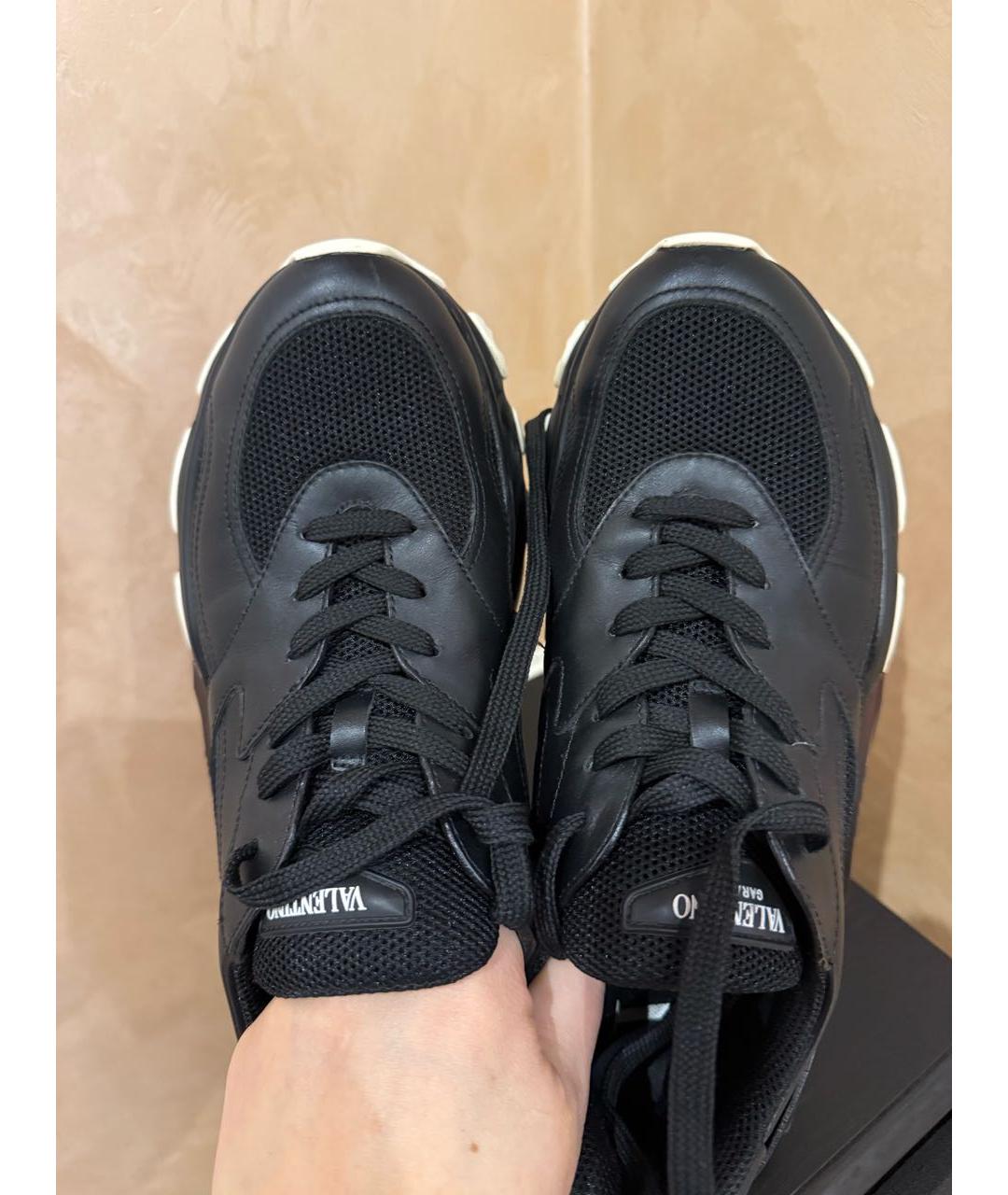 VALENTINO Черные кожаные кроссовки, фото 4