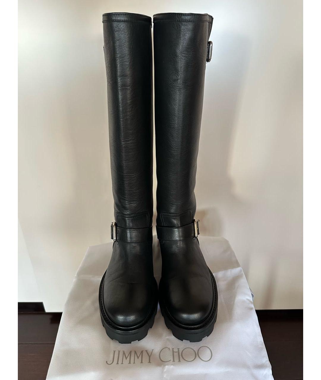 JIMMY CHOO Черные кожаные сапоги, фото 2
