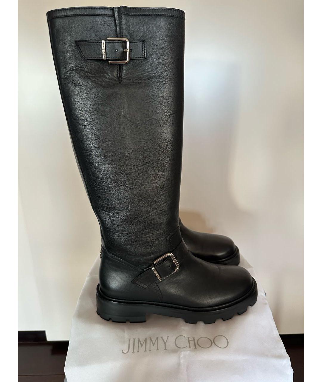 JIMMY CHOO Черные кожаные сапоги, фото 9