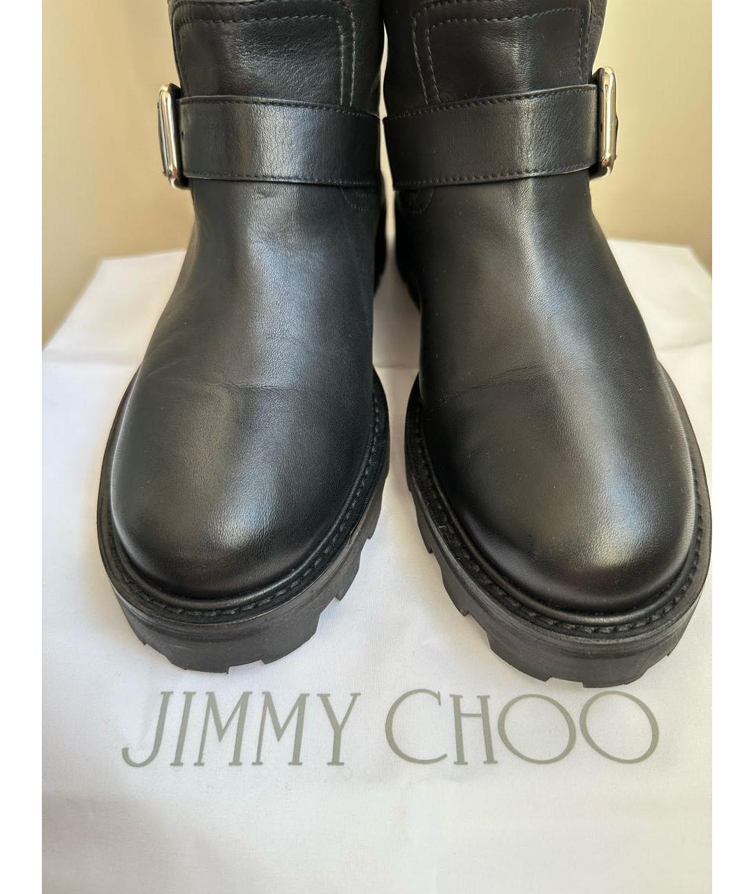 JIMMY CHOO Черные кожаные сапоги, фото 3