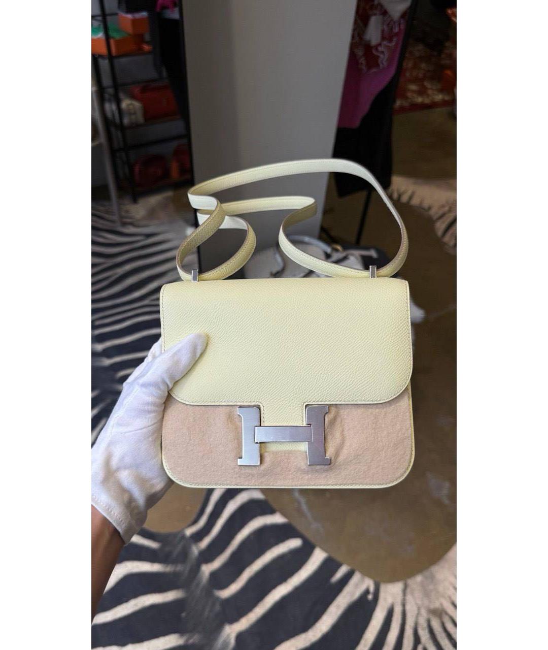 HERMES Желтая кожаная сумка через плечо, фото 4