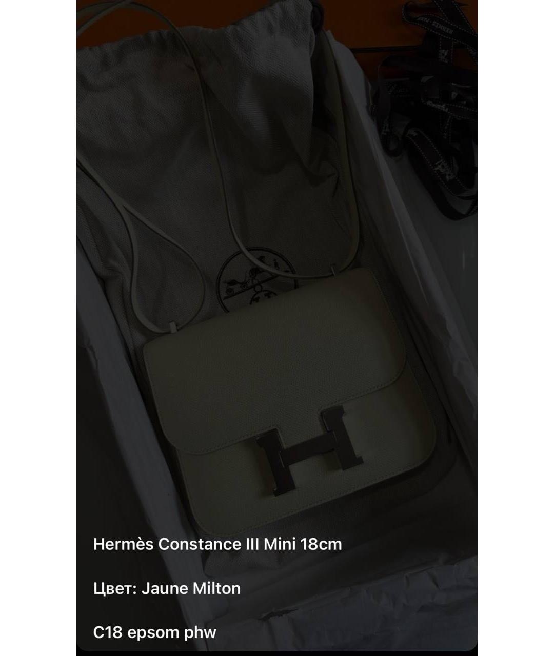 HERMES Желтая кожаная сумка через плечо, фото 3