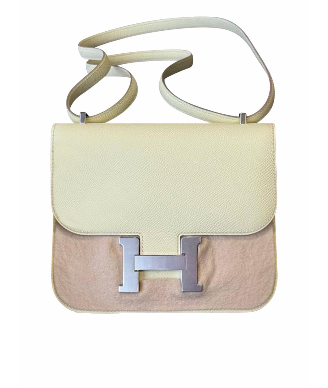 HERMES Желтая кожаная сумка через плечо, фото 5