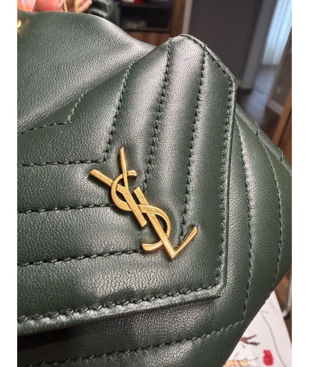 SAINT LAURENT Зеленая кожаная сумка через плечо, фото 4