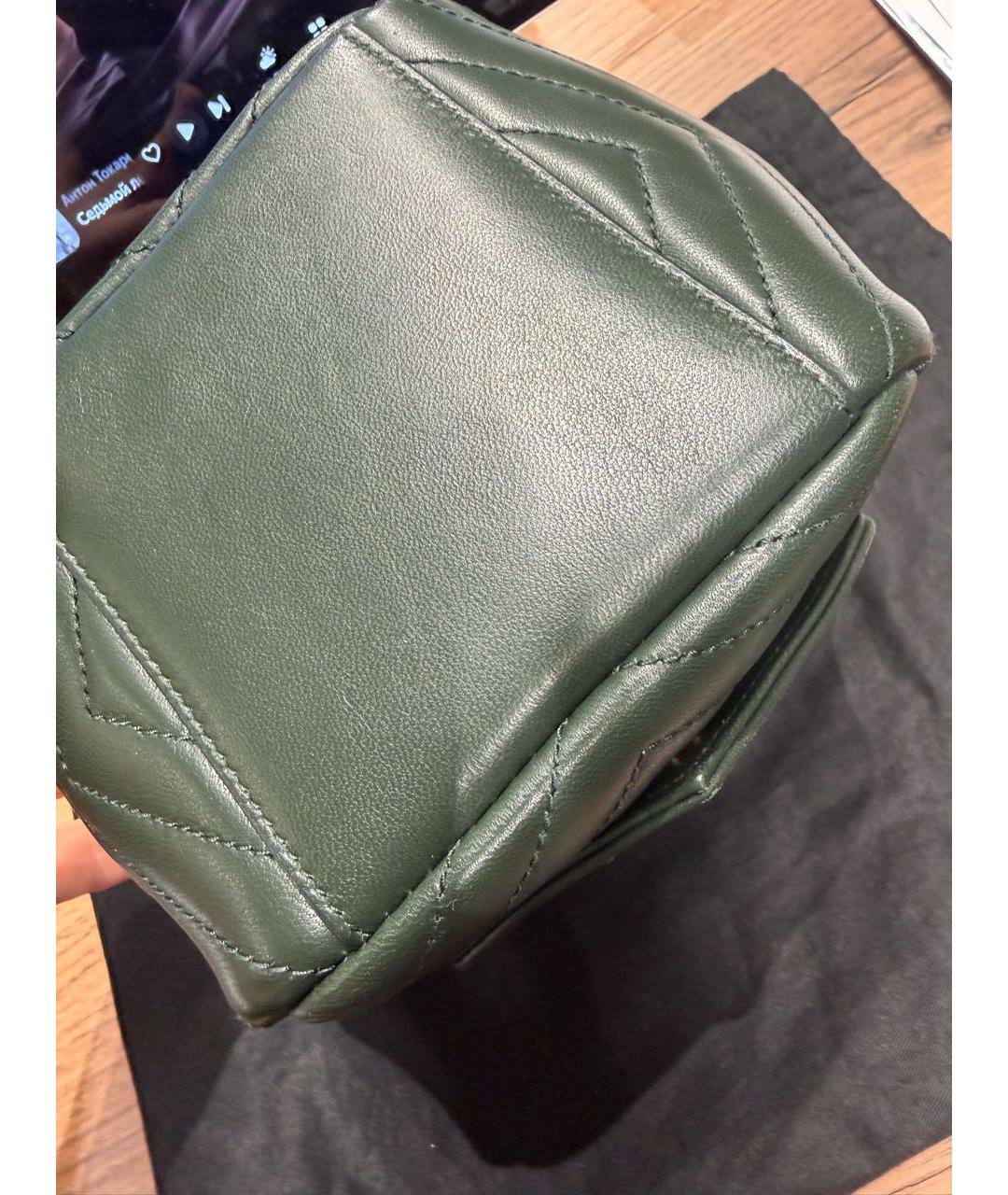 SAINT LAURENT Зеленая кожаная сумка через плечо, фото 7