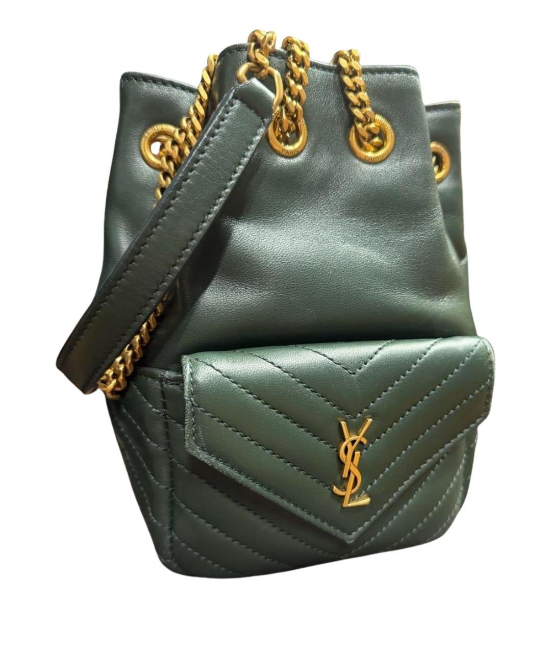 SAINT LAURENT Зеленая кожаная сумка через плечо, фото 10