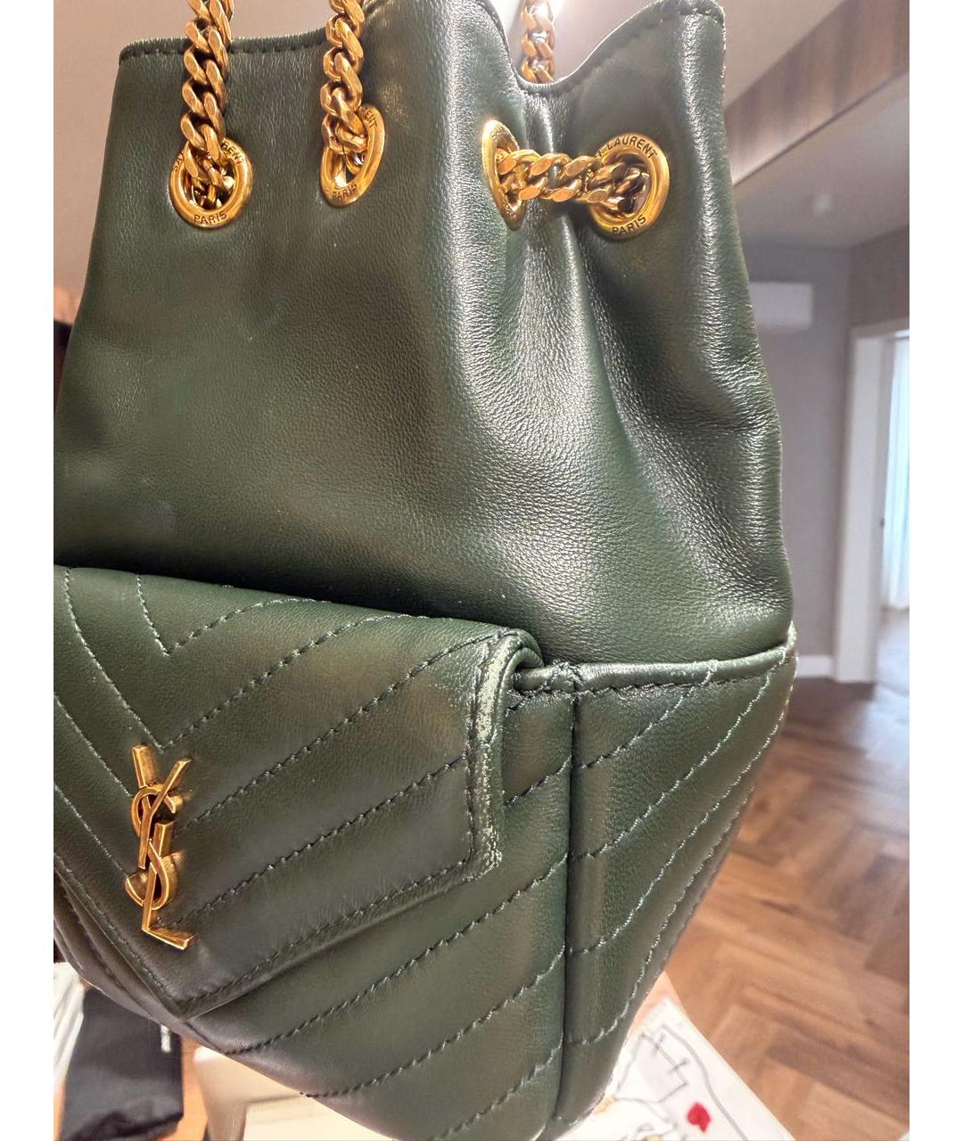 SAINT LAURENT Зеленая кожаная сумка через плечо, фото 8