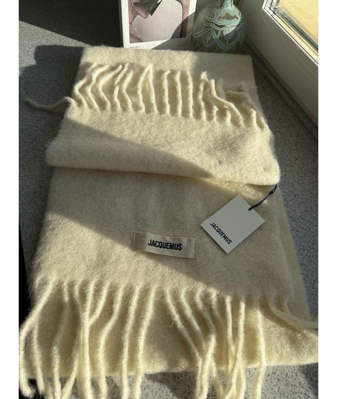 JACQUEMUS Бежевый шерстяной шарф, фото 4