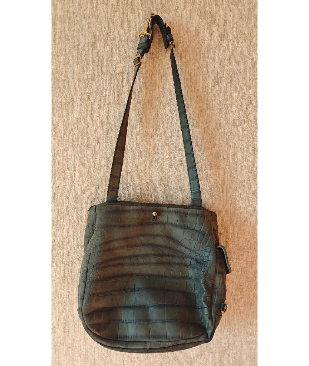 SAINT LAURENT Серая кожаная сумка через плечо, фото 3