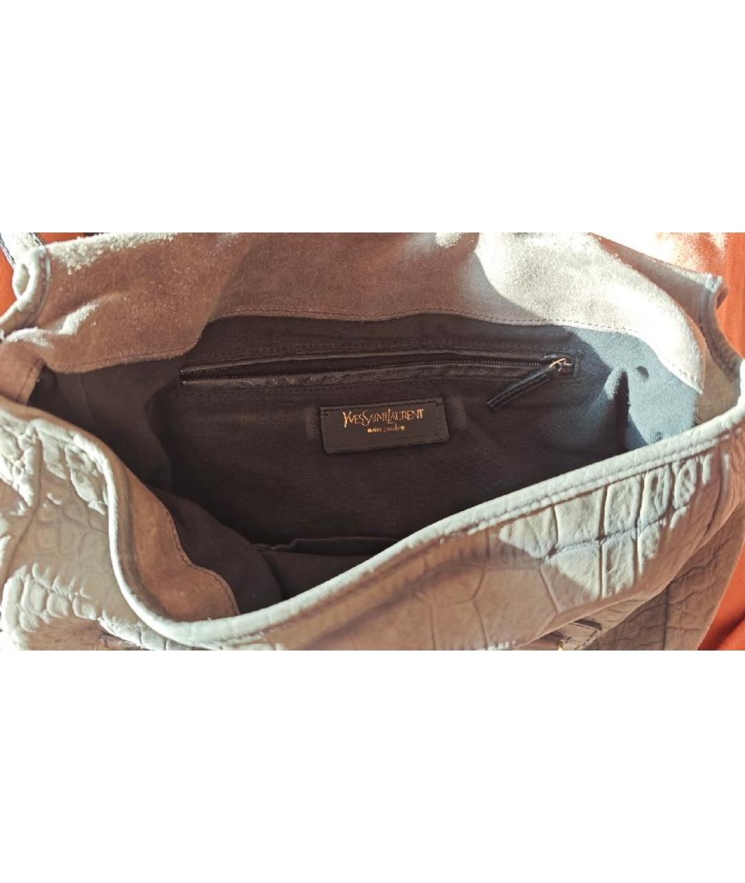 SAINT LAURENT Серая кожаная сумка через плечо, фото 4