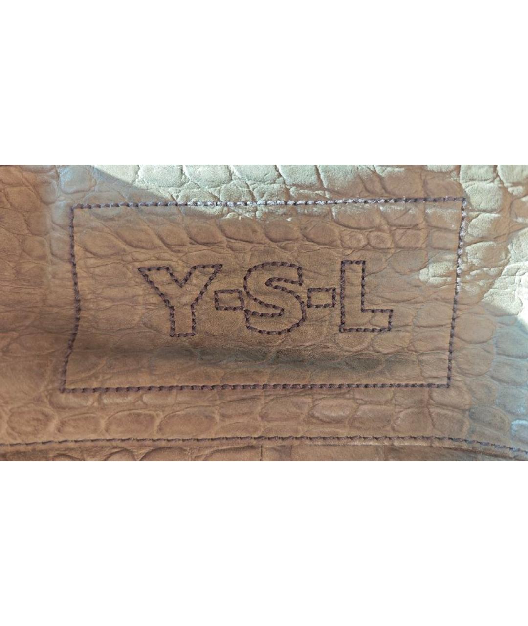 SAINT LAURENT Серая кожаная сумка через плечо, фото 5