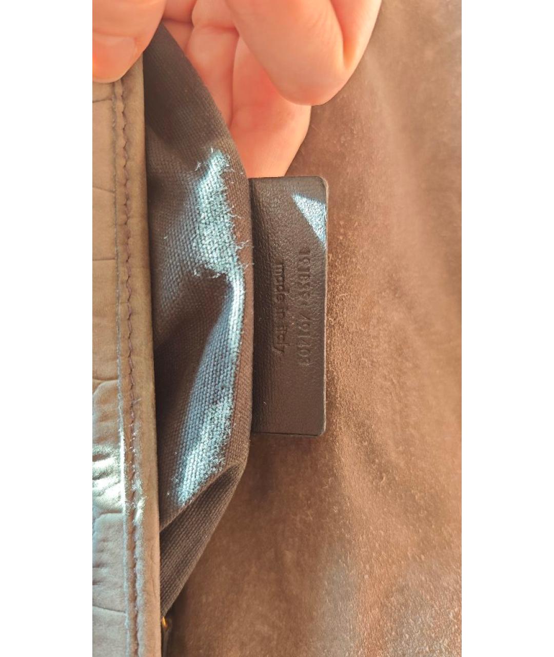 SAINT LAURENT Серая кожаная сумка через плечо, фото 6