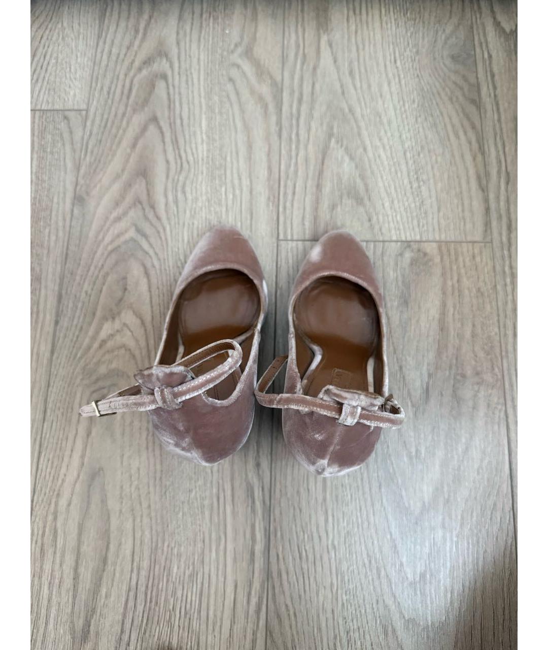AQUAZZURA Розовые бархатные туфли, фото 3