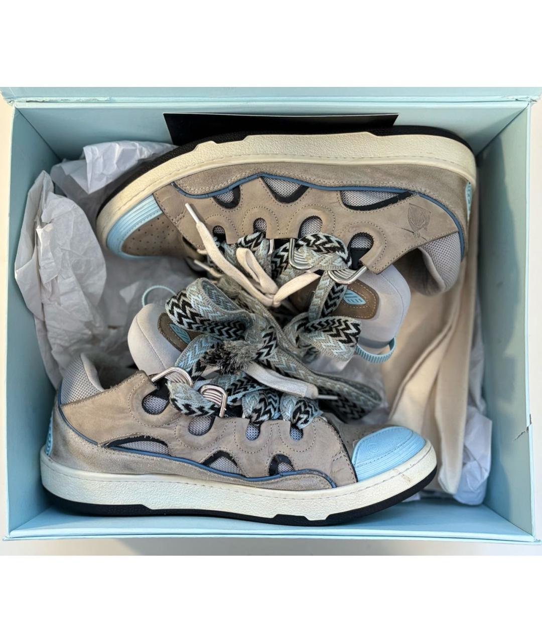 LANVIN Голубые высокие кроссовки / кеды, фото 5