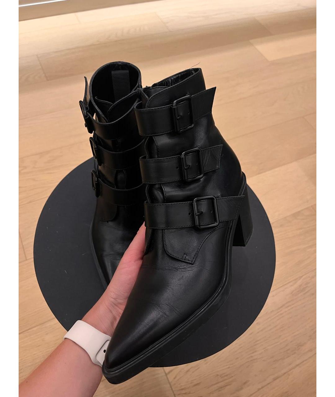 GIANVITO ROSSI Черные кожаные полусапоги, фото 4