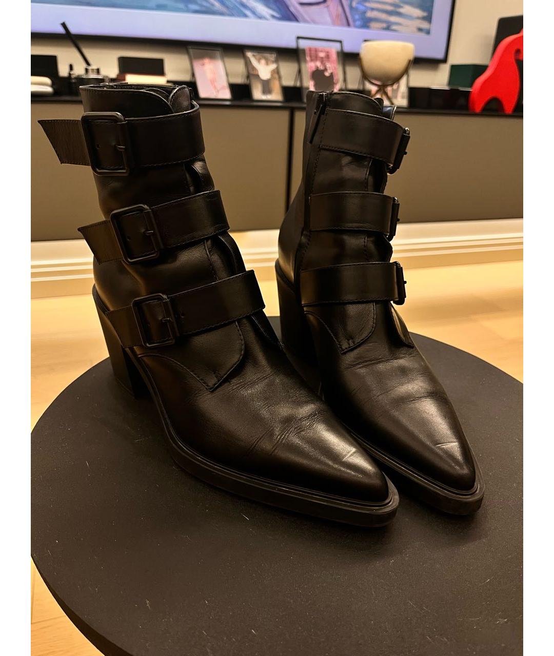 GIANVITO ROSSI Черные кожаные полусапоги, фото 6