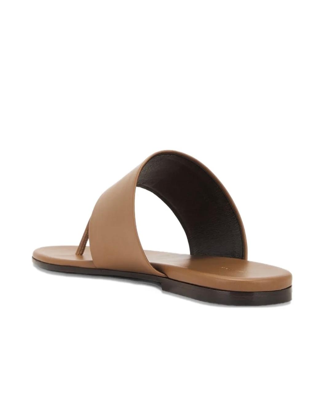 THE ROW Бежевые кожаные шлепанцы, фото 5