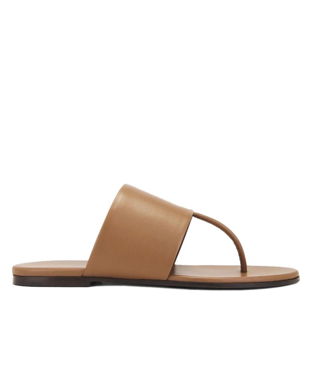 THE ROW Бежевые кожаные шлепанцы, фото 6