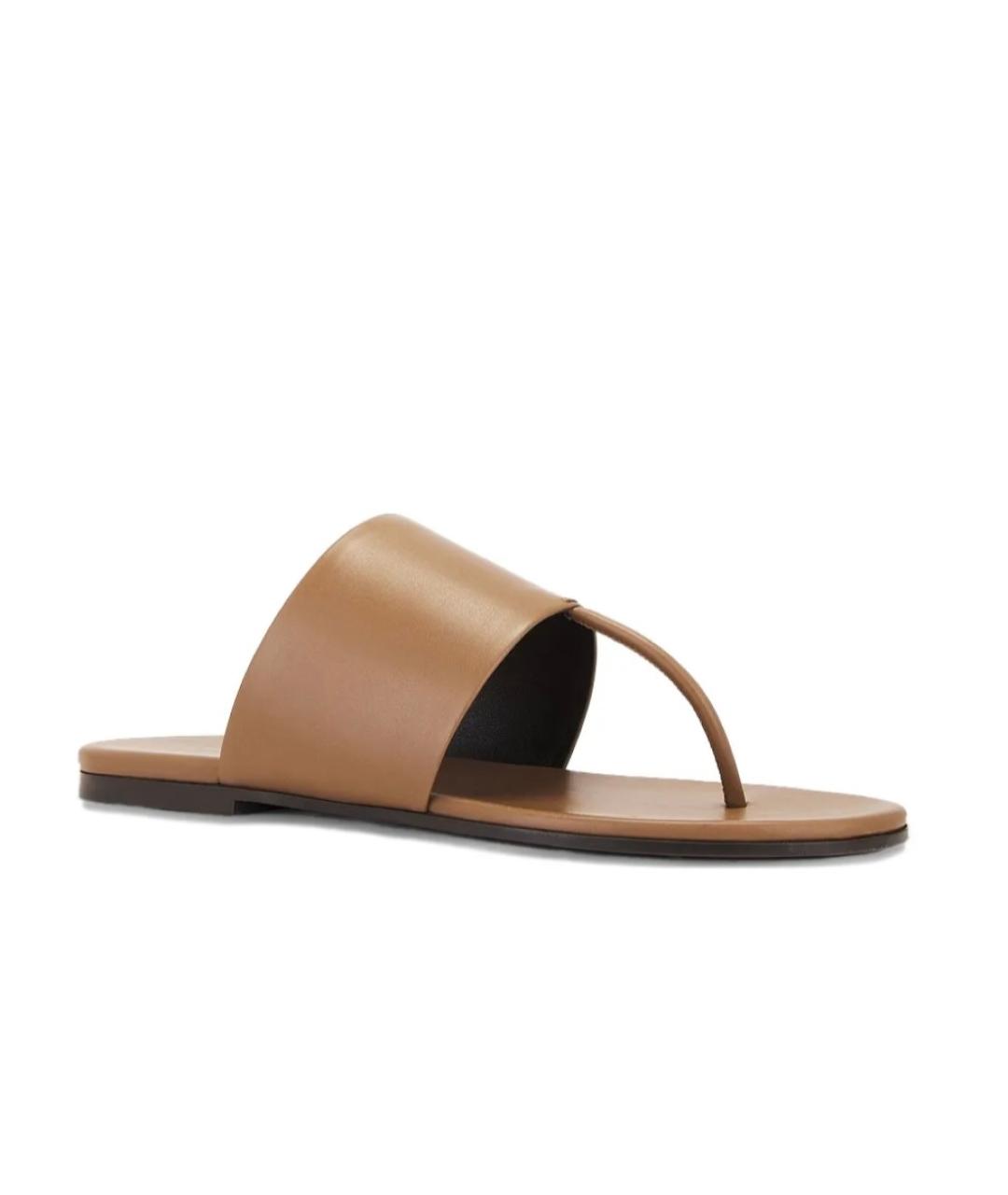 THE ROW Бежевые кожаные шлепанцы, фото 2