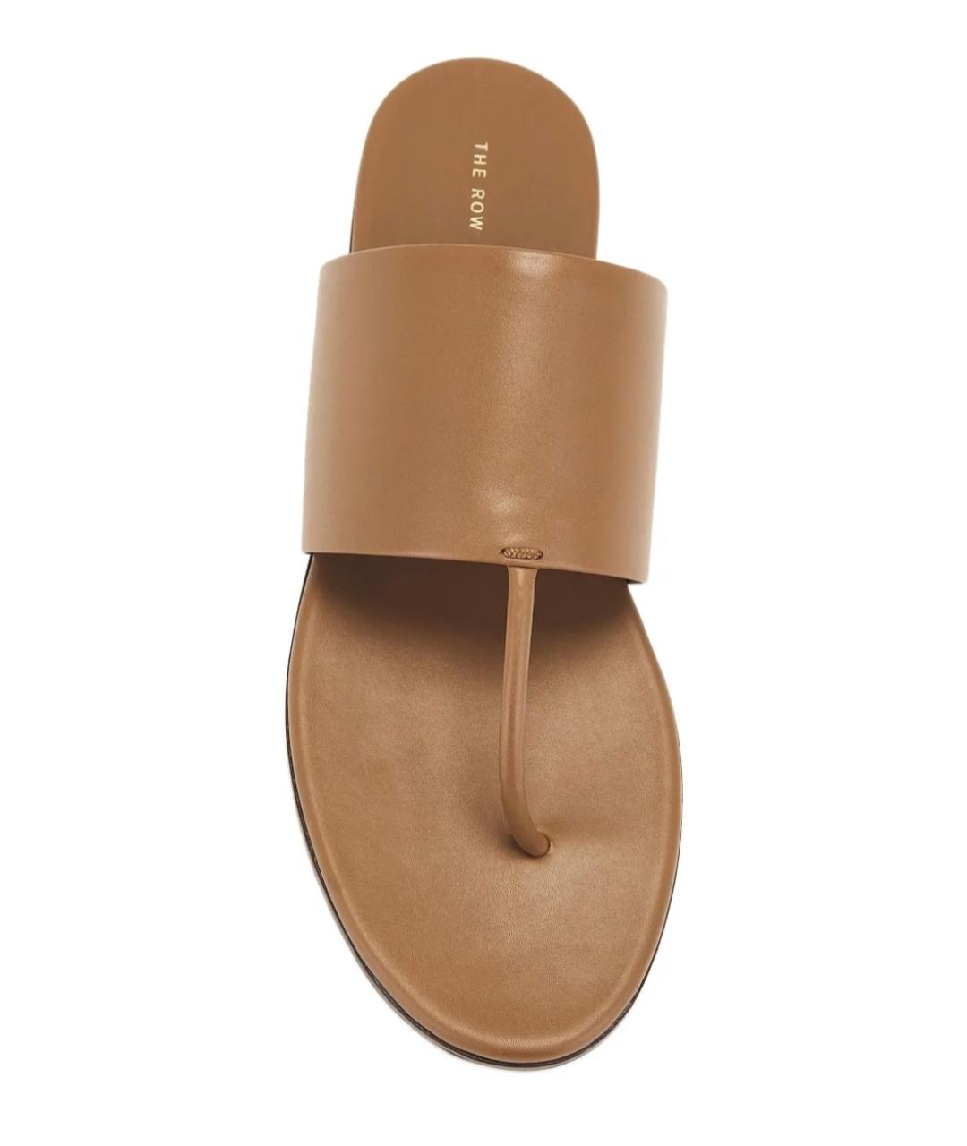 THE ROW Бежевые кожаные шлепанцы, фото 3