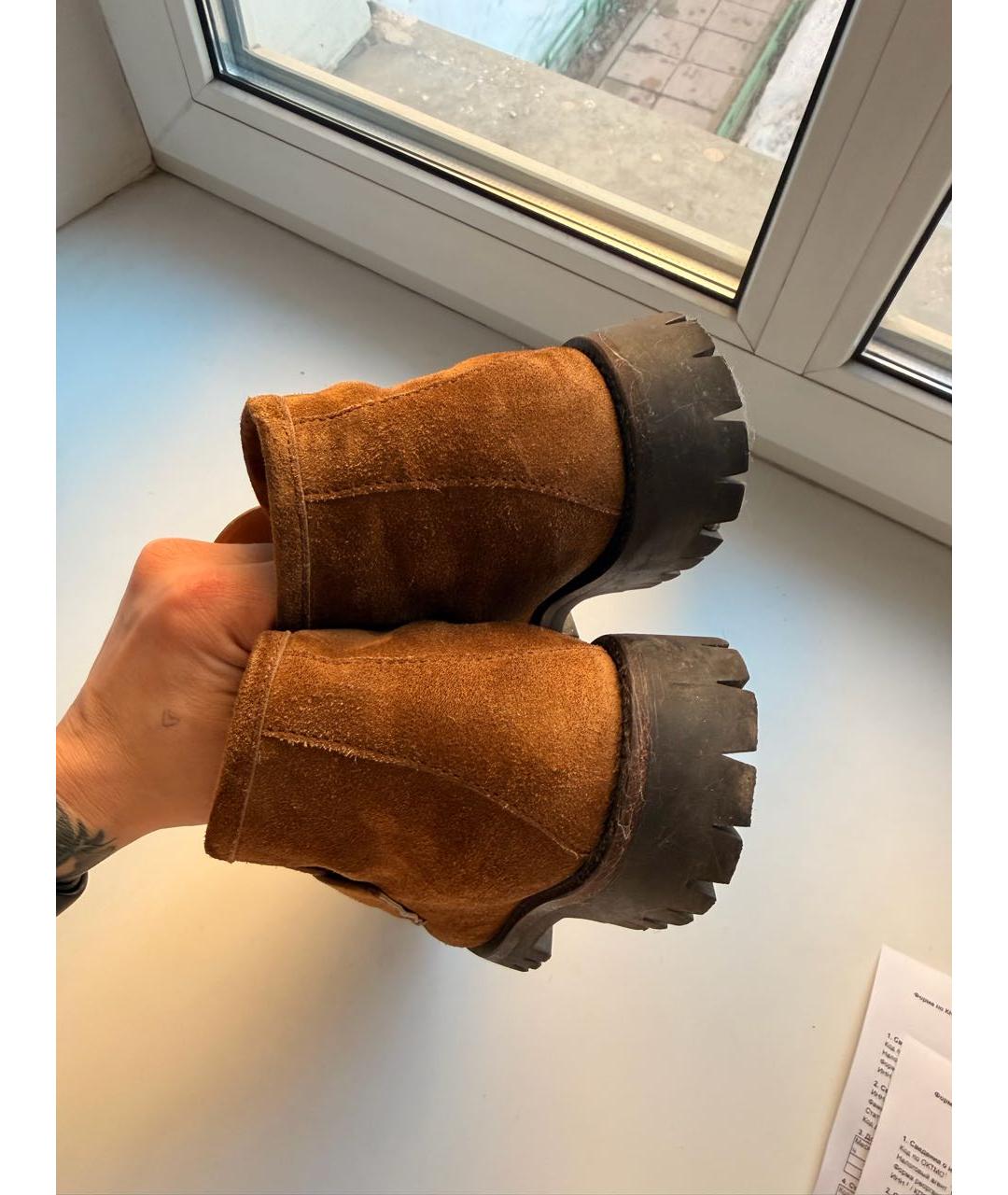 GUCCI Горчичные замшевые ботинки, фото 4