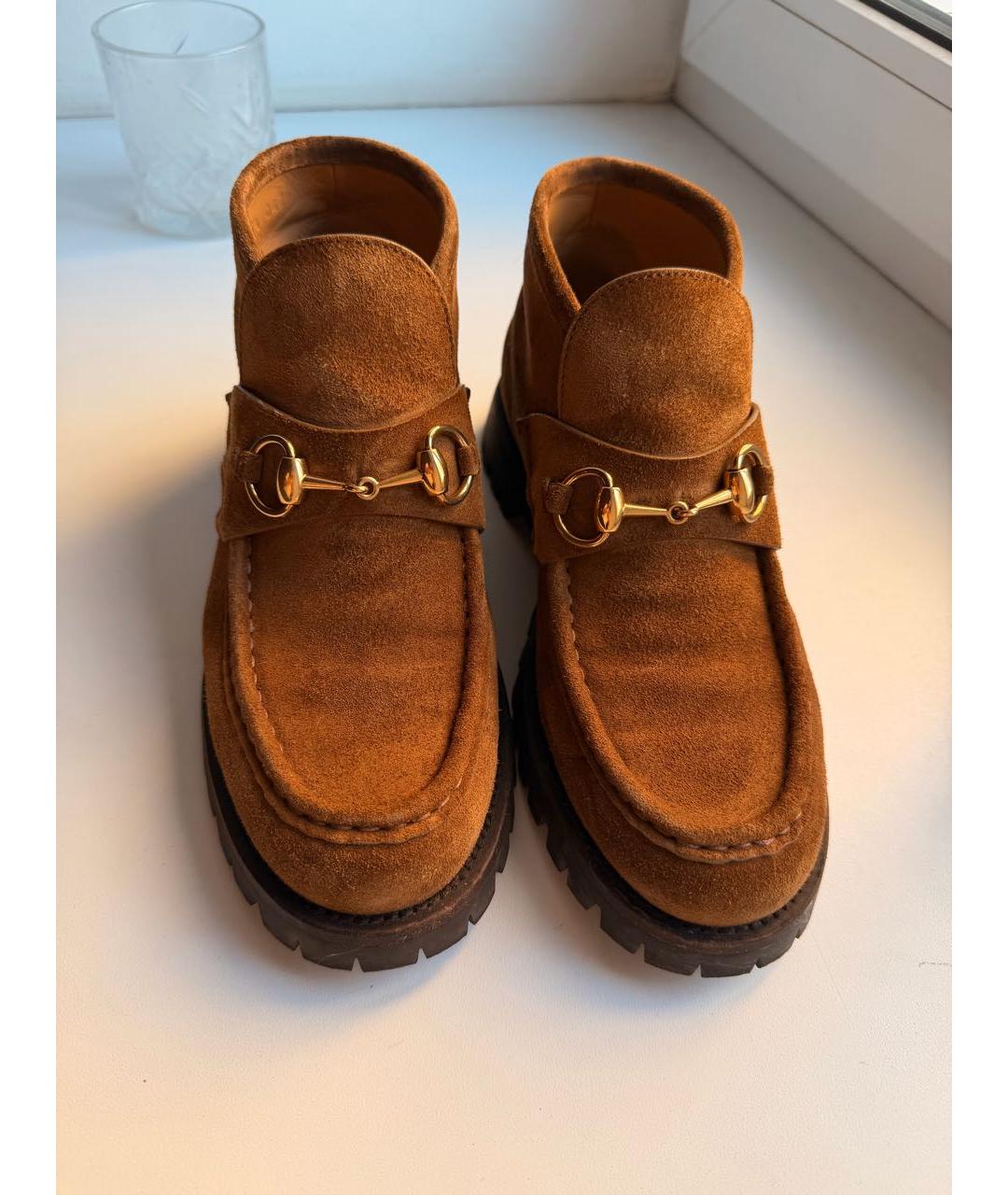GUCCI Горчичные замшевые ботинки, фото 7