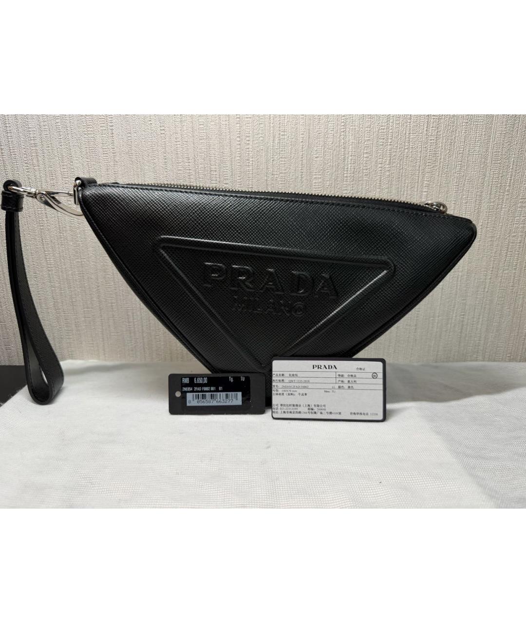 PRADA Черная кожаная сумка с короткими ручками, фото 6