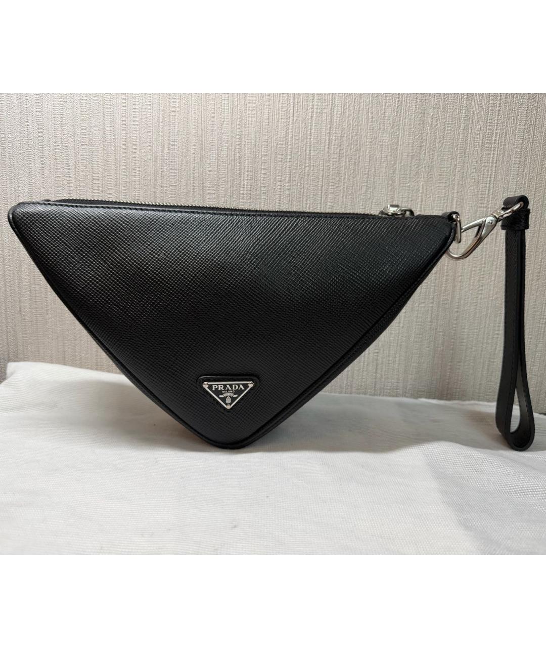 PRADA Черная кожаная сумка с короткими ручками, фото 3