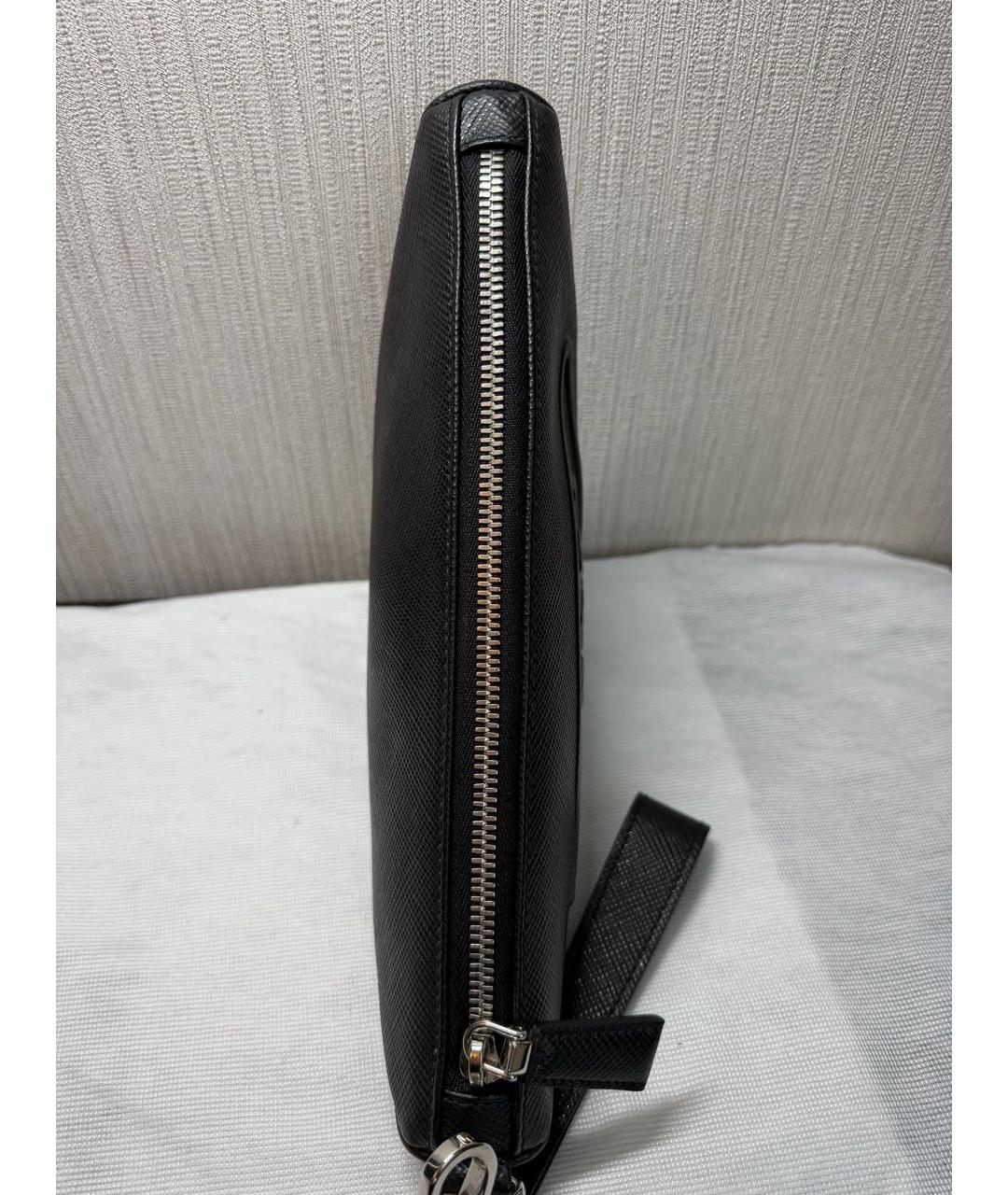 PRADA Черная кожаная сумка с короткими ручками, фото 4