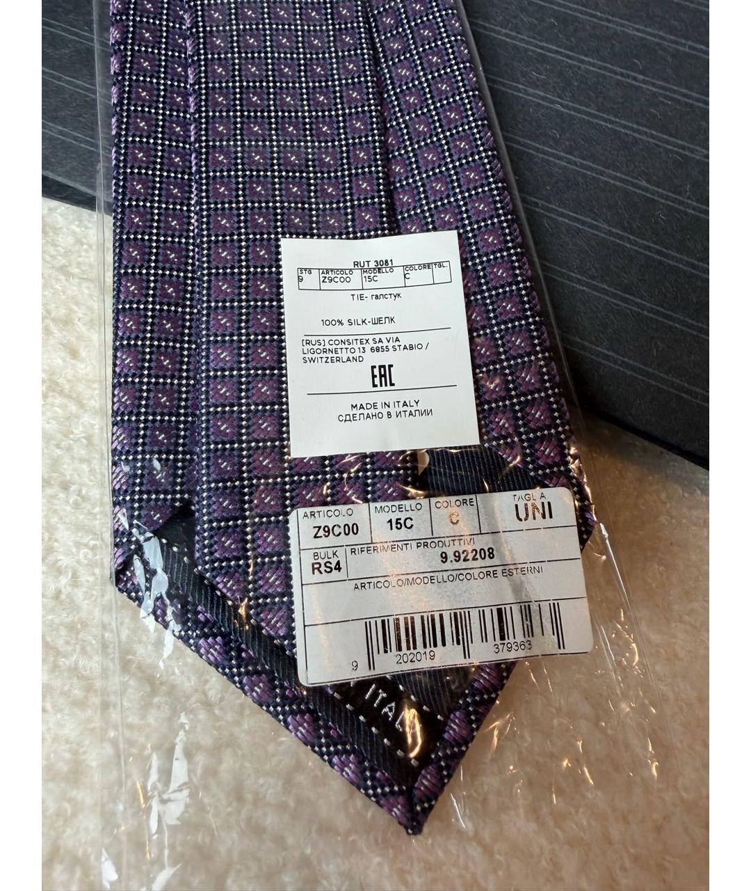 ERMENEGILDO ZEGNA XXX Фиолетовый шелковый галстук, фото 4