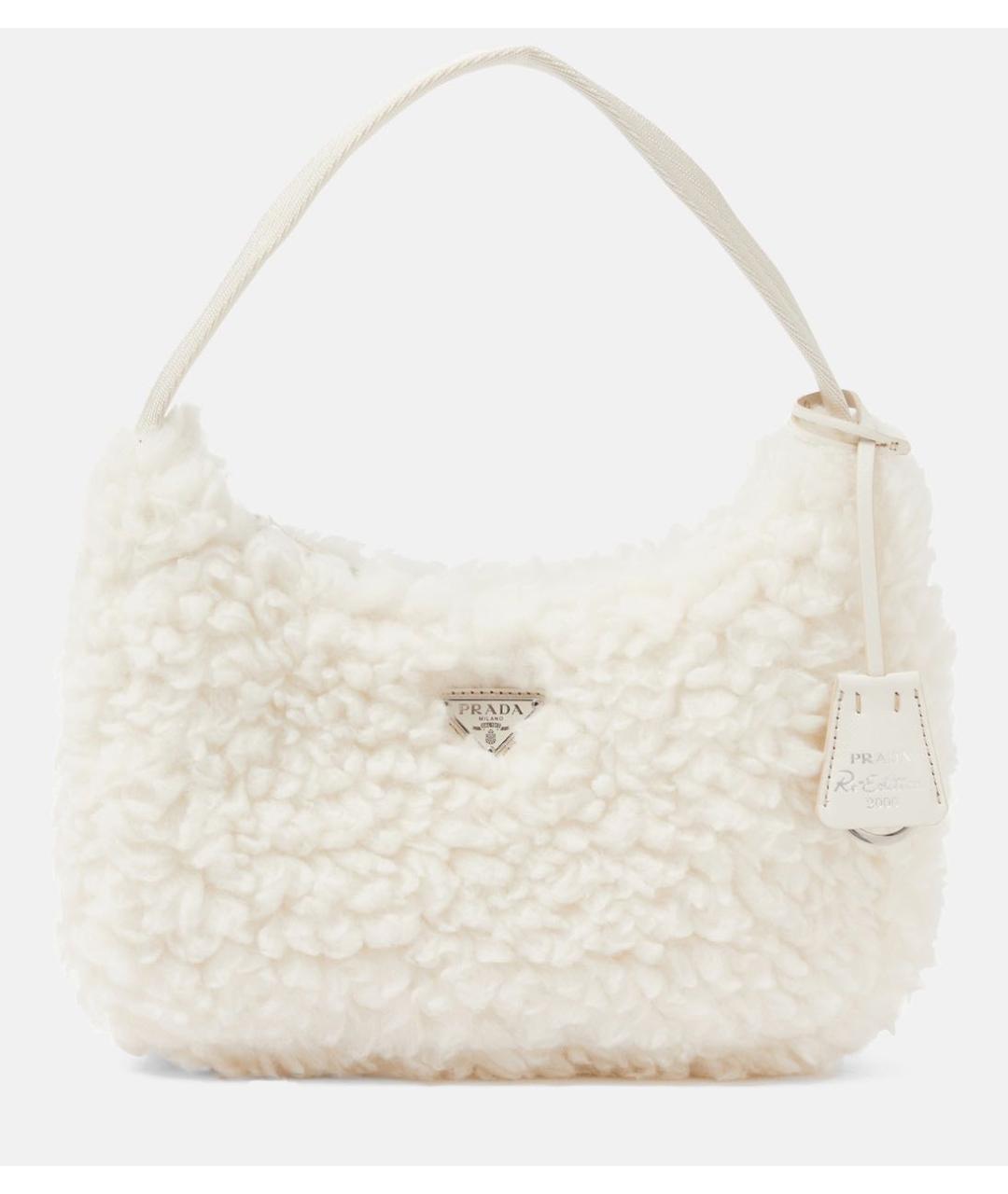 PRADA Белая шерстяная сумка с короткими ручками, фото 6