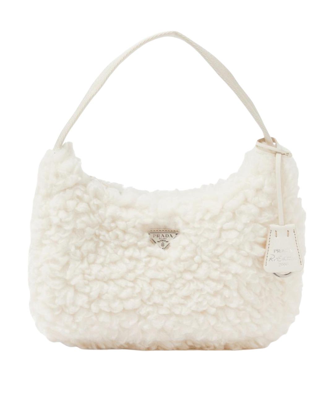 PRADA Белая шерстяная сумка с короткими ручками, фото 1