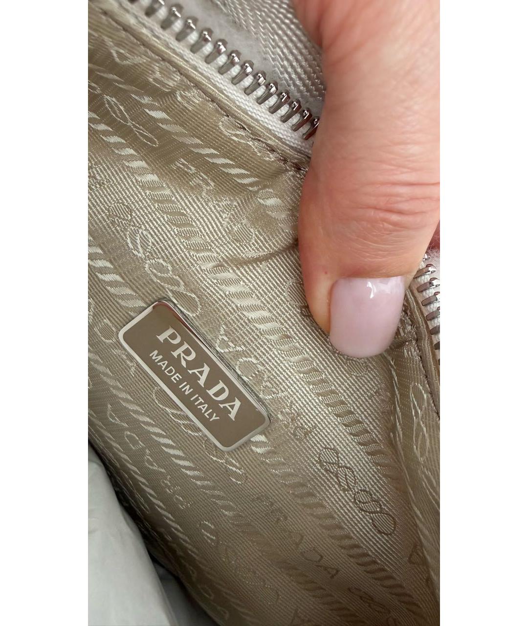 PRADA Белая шерстяная сумка с короткими ручками, фото 5