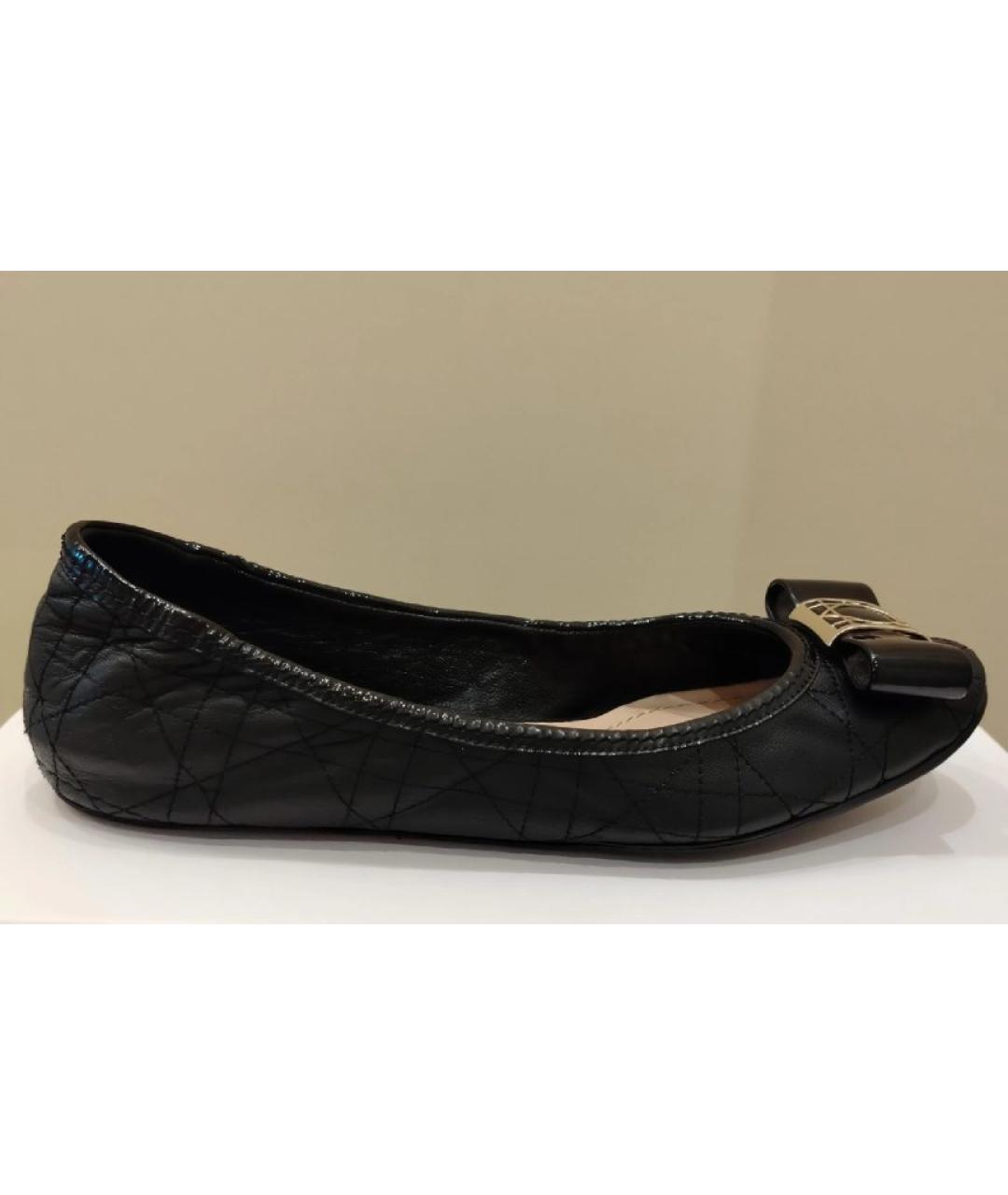 CHRISTIAN DIOR Черные кожаные балетки, фото 8