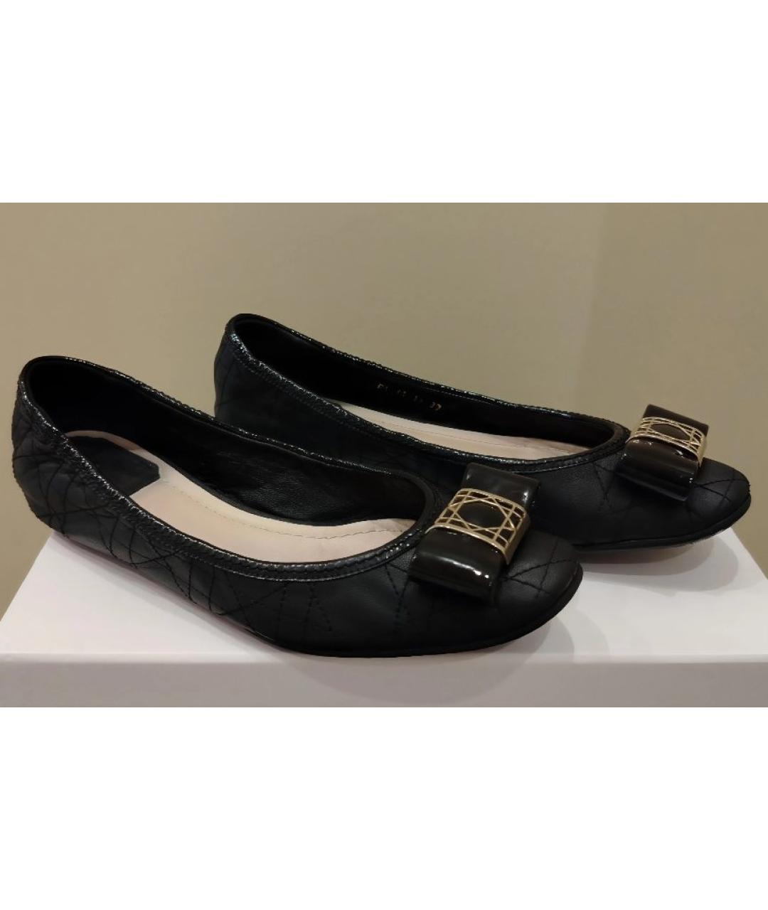 CHRISTIAN DIOR Черные кожаные балетки, фото 5
