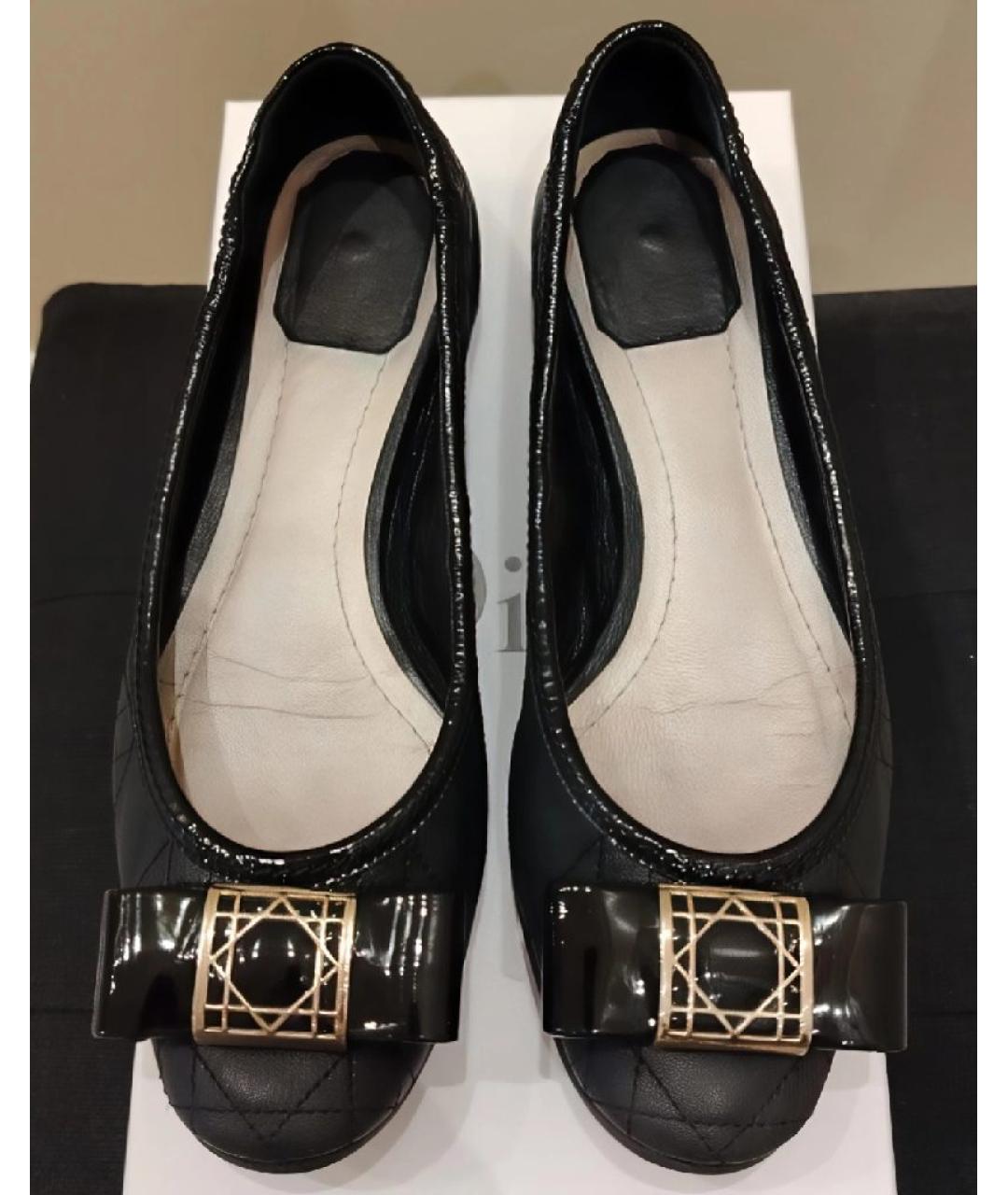 CHRISTIAN DIOR Черные кожаные балетки, фото 2