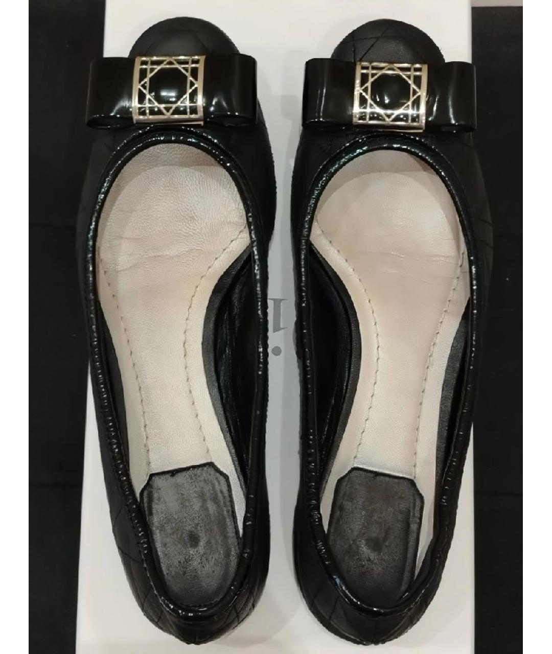 CHRISTIAN DIOR Черные кожаные балетки, фото 3