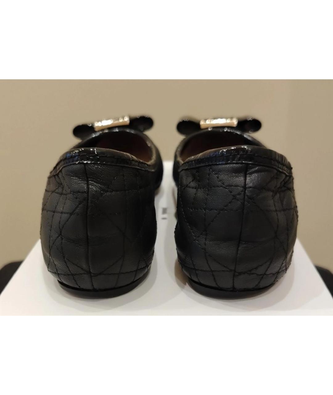 CHRISTIAN DIOR Черные кожаные балетки, фото 4