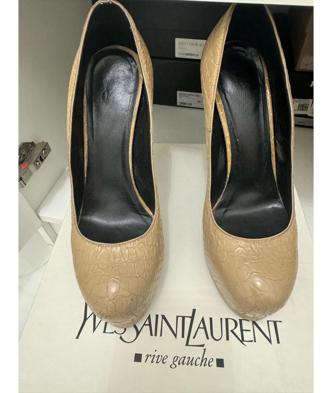 YVES SAINT LAURENT BEAUTY Бежевые кожаные туфли, фото 2