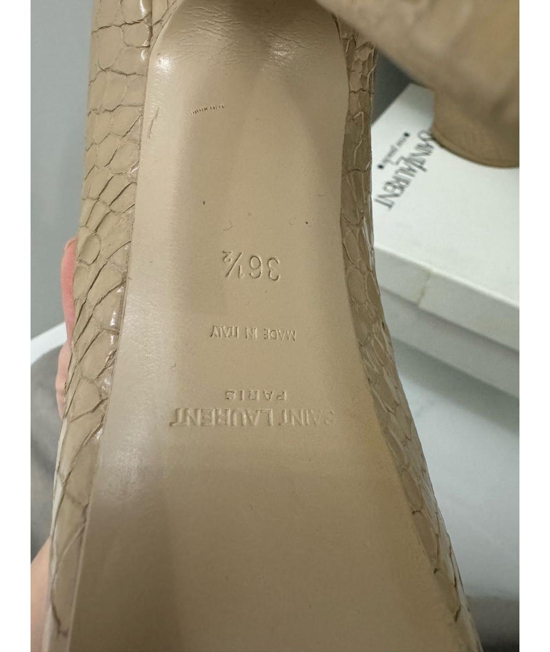 YVES SAINT LAURENT BEAUTY Бежевые кожаные туфли, фото 3