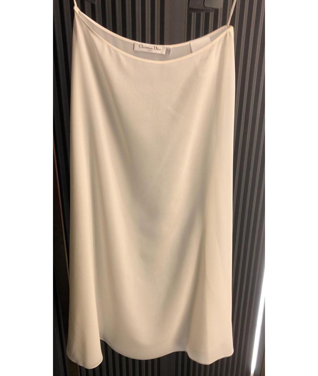 CHRISTIAN DIOR Бежевая шелковая юбка макси, фото 3