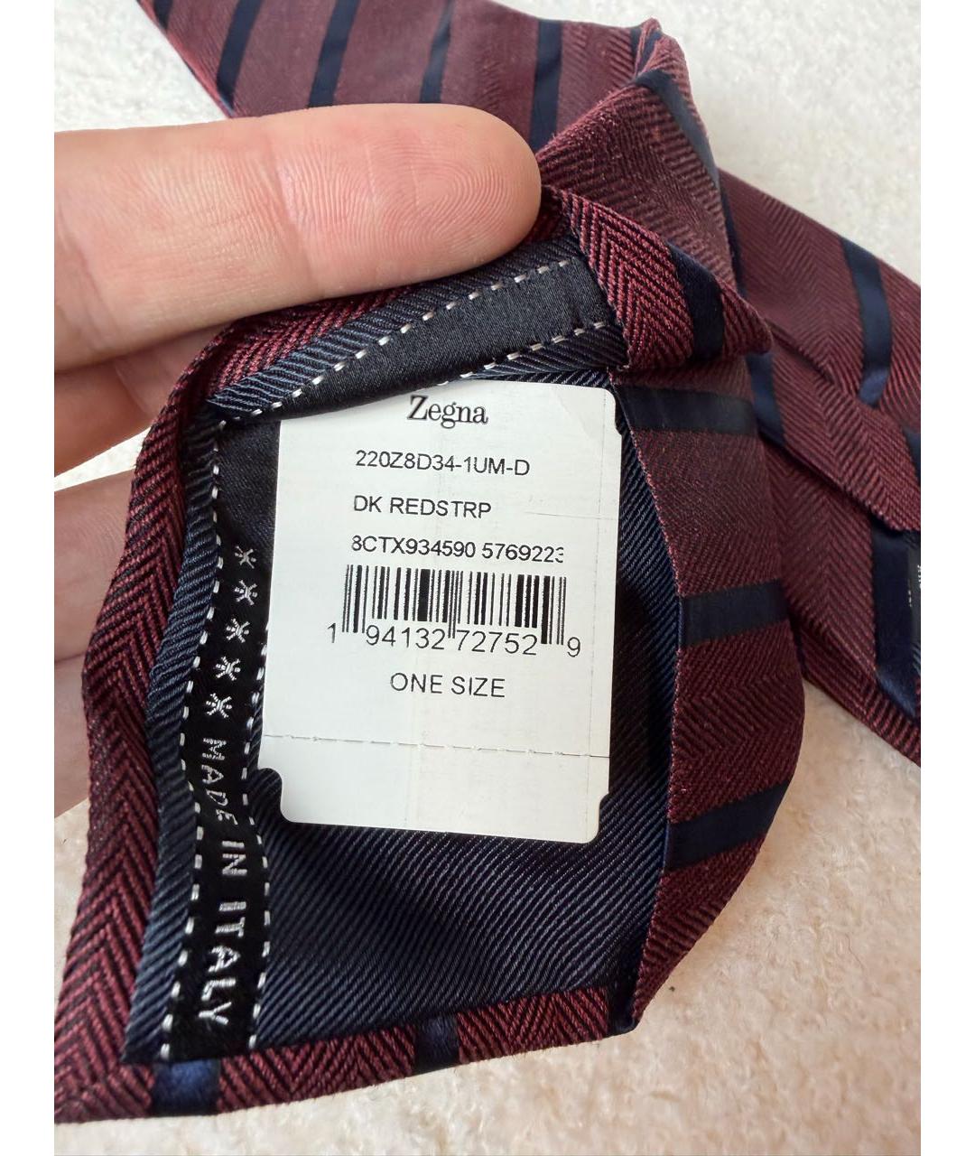 ERMENEGILDO ZEGNA XXX Бордовый шелковый галстук, фото 3