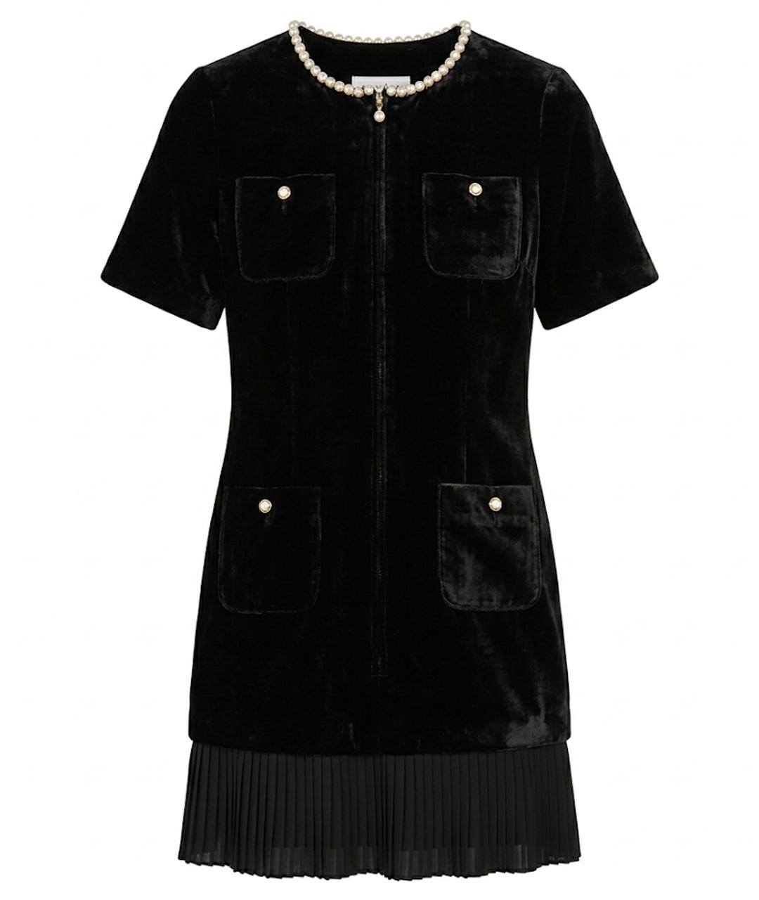 SANDRO Черное велюровое коктейльное платье, фото 1