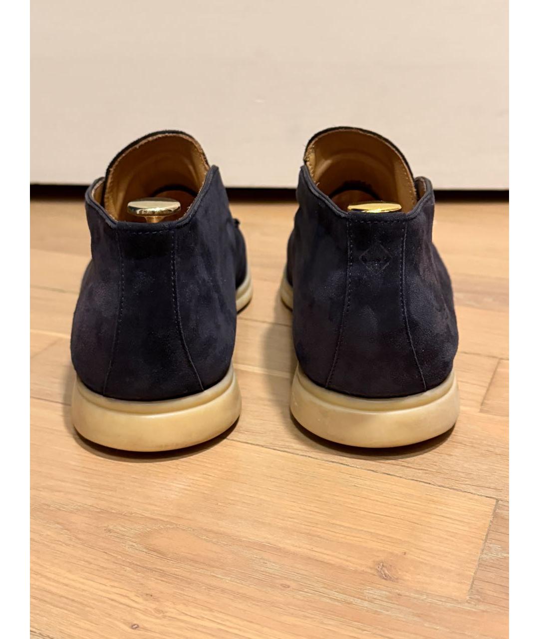 LORO PIANA Темно-синие замшевые низкие ботинки, фото 4