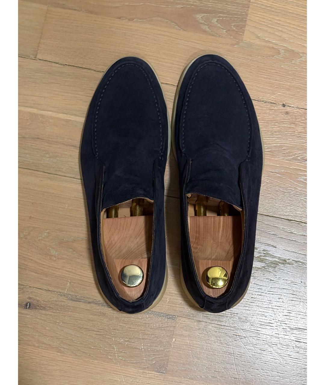 LORO PIANA Темно-синие замшевые низкие ботинки, фото 3