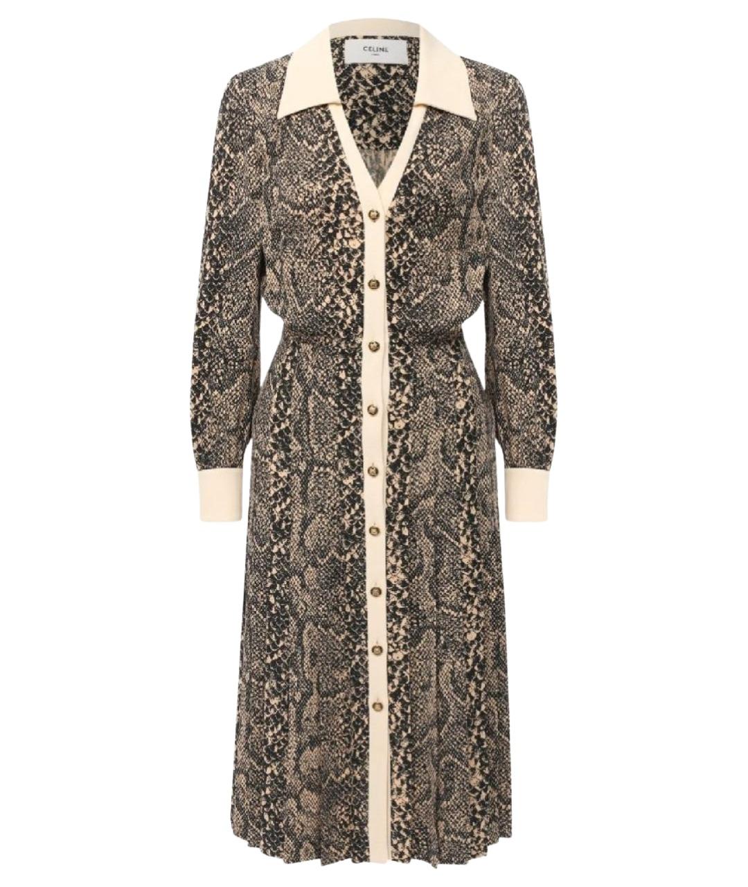 CELINE Бежевое вискозное платье, фото 1